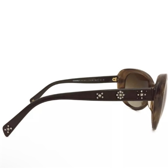CHANEL Swarovski Crystal Flower Logo CC Brown Frame Sunglasses + Dust Bag 5151-B - Picture 8 of 14